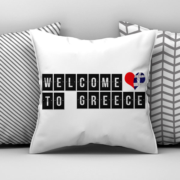 Διακοσμητικό Εκτυπωμένο Μαξιλάρι, Welcome To Greece, POE-2021-3270